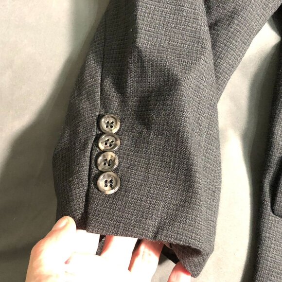 Evan-Picone Mens Suit Blazeer Jacket 42R Wool Gray Houndstooth Single-Breasted - Picture 12 of 15